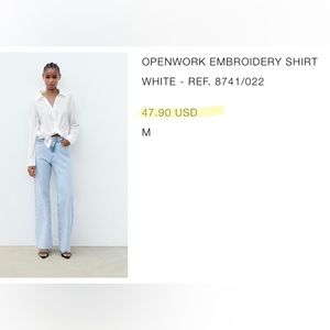 ZARA NEW W/Tag Openwork Embroidery Shirt